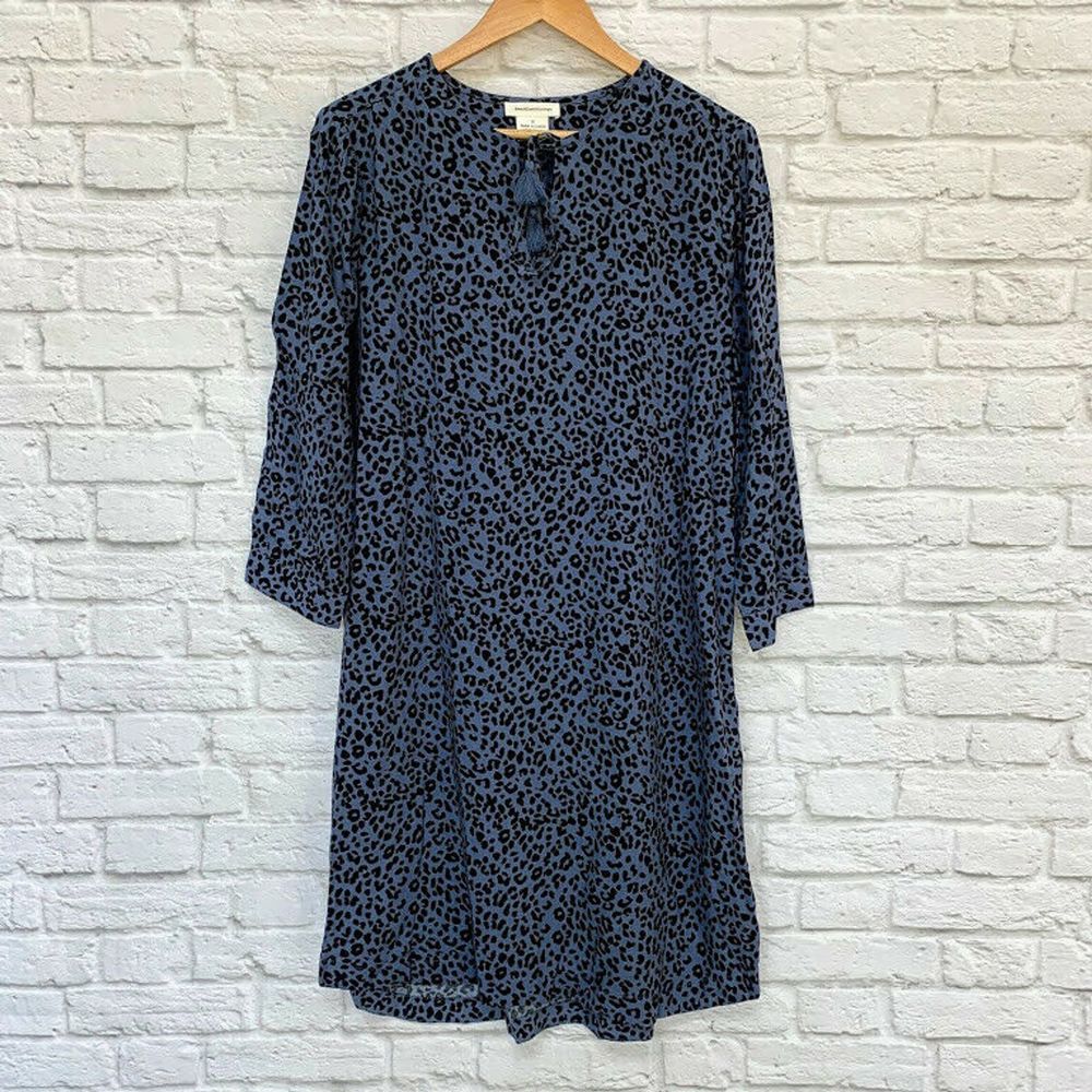 NEW Beach Lunch Lounge Women Dress Blue Leopard XL